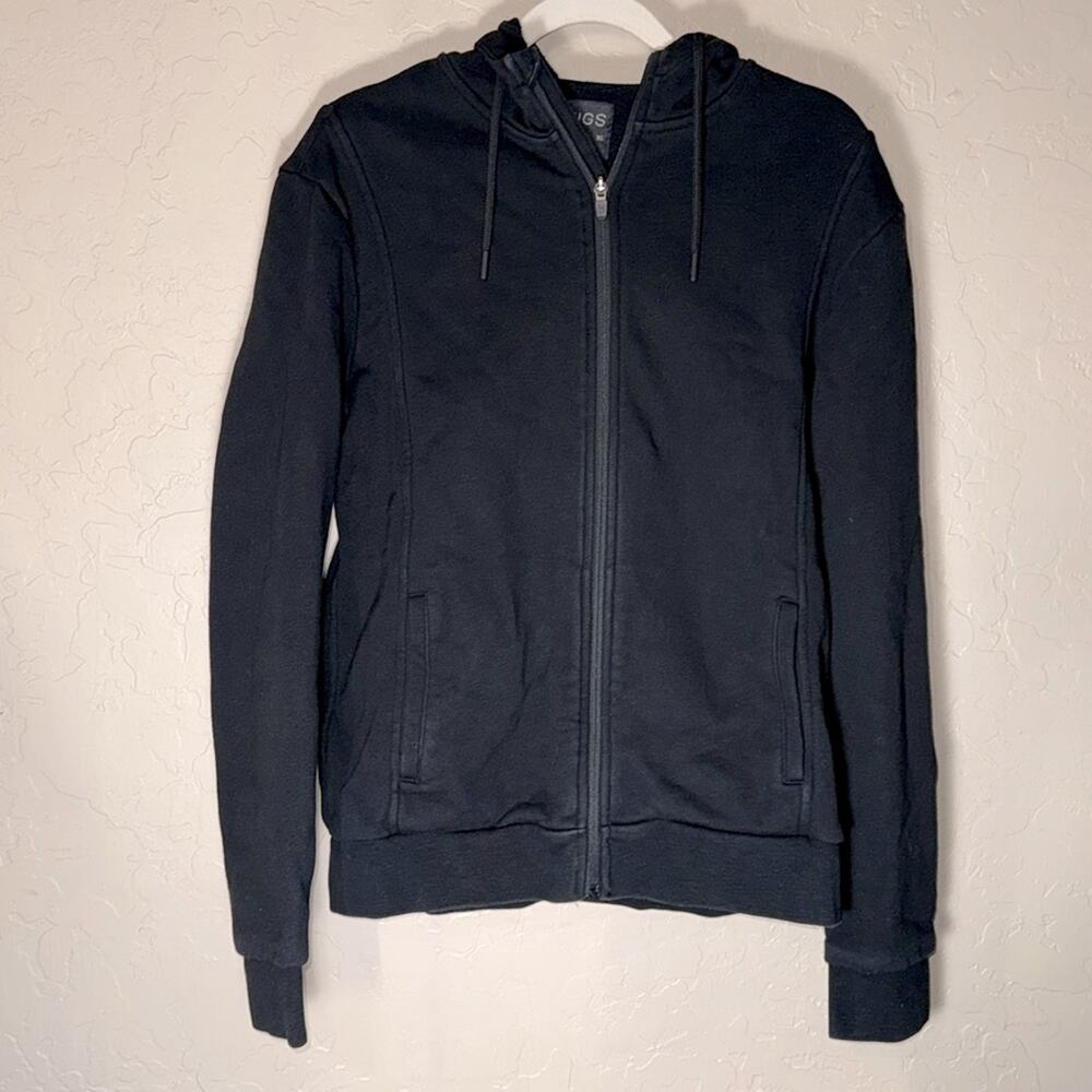 Figs full zip black hoodie with pockets size small